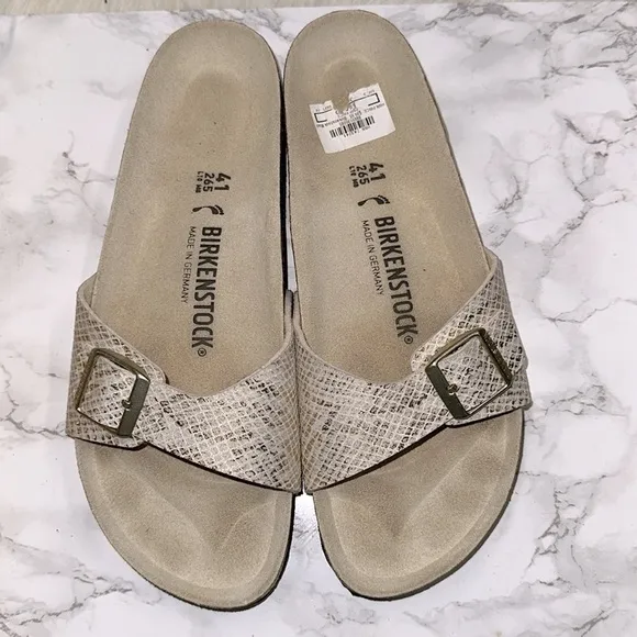 Birkenstock slides size 41/10-10.5 snakeskin print