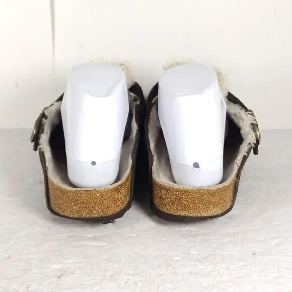Birkenstock Women's Boston Shearling EU39 US8 Brown Suede Clog Mules Shoes