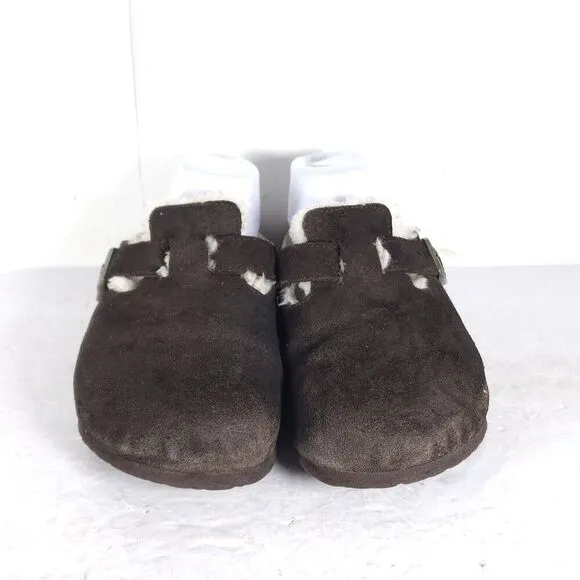Birkenstock Women's Boston Shearling EU39 US8 Brown Suede Clog Mules Shoes
