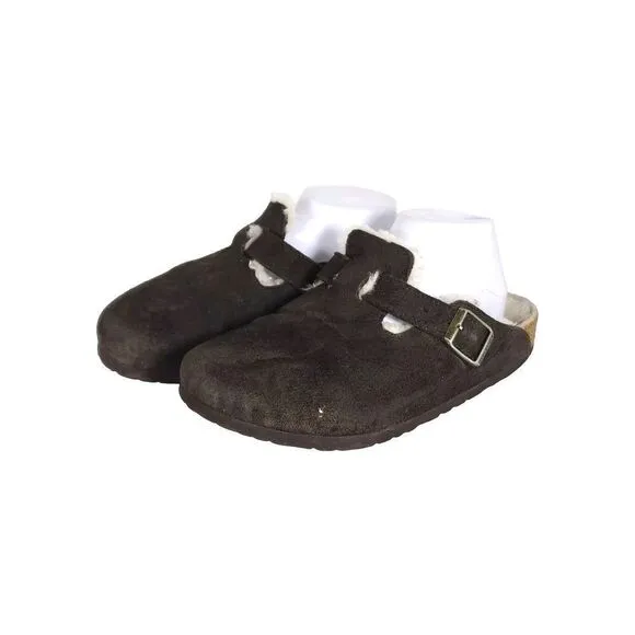 Birkenstock Women's Boston Shearling EU39 US8 Brown Suede Clog Mules Shoes