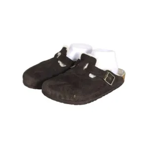 Birkenstock Women's Boston Shearling EU39 US8 Brown Suede Clog Mules Shoes