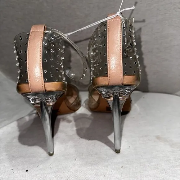 Bisou Bisou Crystal Studded Bejeweled Clear Lucite Pointed Pumps Heels Sz 10 NEW