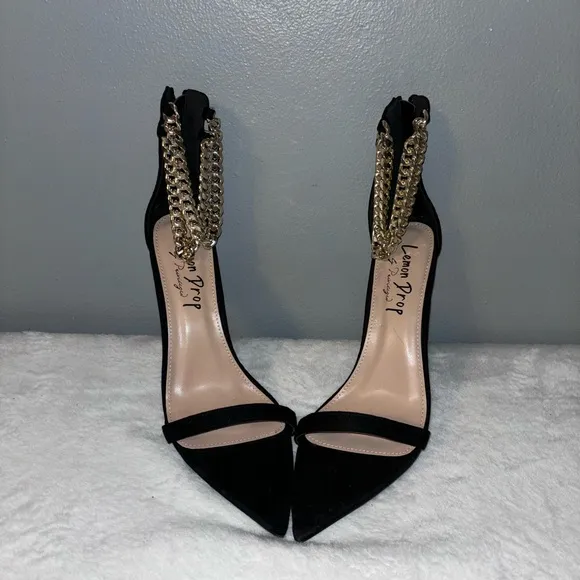 Black Chain Strap Heels