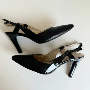 Black Leather Pointed Toe Heels