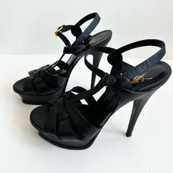 Black Strappy YSL Platform Heels