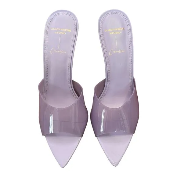 Black Suede Studio Bella Pointed Toe Heels Lavender Party Formal Sexy 37.5