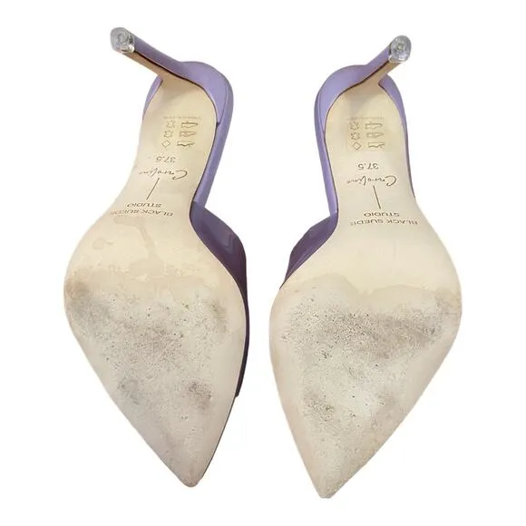 Black Suede Studio Bella Pointed Toe Heels Lavender Party Formal Sexy 37.5
