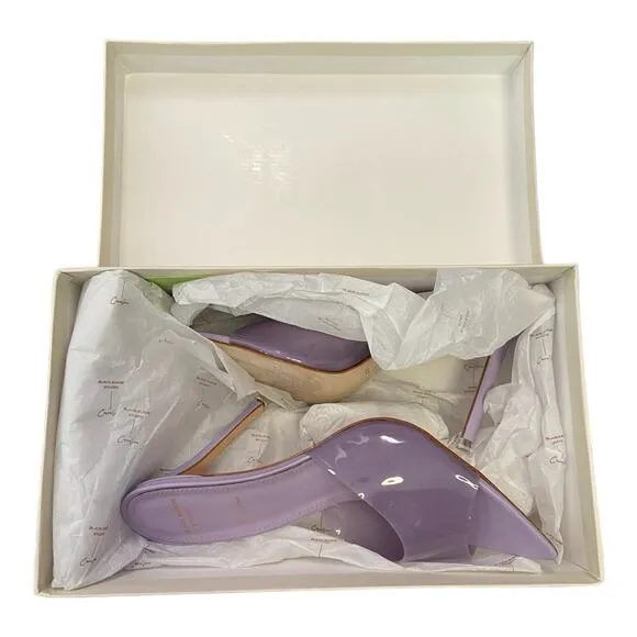 Black Suede Studio Bella Pointed Toe Heels Lavender Party Formal Sexy 37.5
