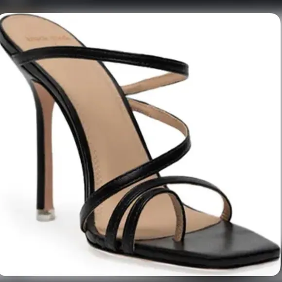 Black Suede Studio “Cindy” Black Strappy Heels