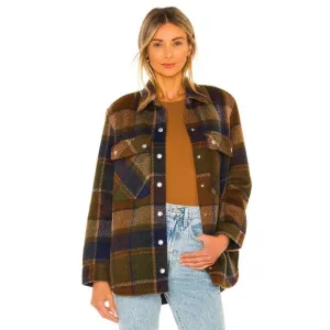 BlankNYC Hit The Trail Shacket Flannel Brown Green Navy XS Cabin Outdoor Prairie