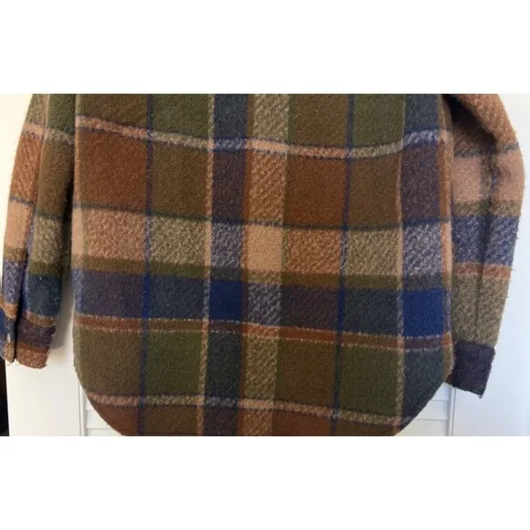 BlankNYC Hit The Trail Shacket Flannel Brown Green Navy XS Cabin Outdoor Prairie