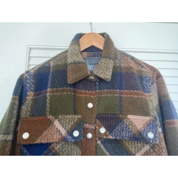 BlankNYC Hit The Trail Shacket Flannel Brown Green Navy XS Cabin Outdoor Prairie