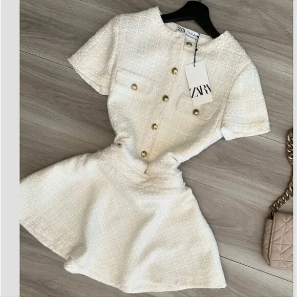 BLoggers fav Zara SHORT STRUCTURED DRESS ZW COLLECTION tweed