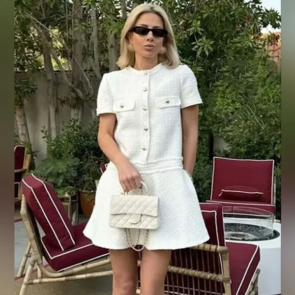 BLoggers fav Zara SHORT STRUCTURED DRESS ZW COLLECTION tweed