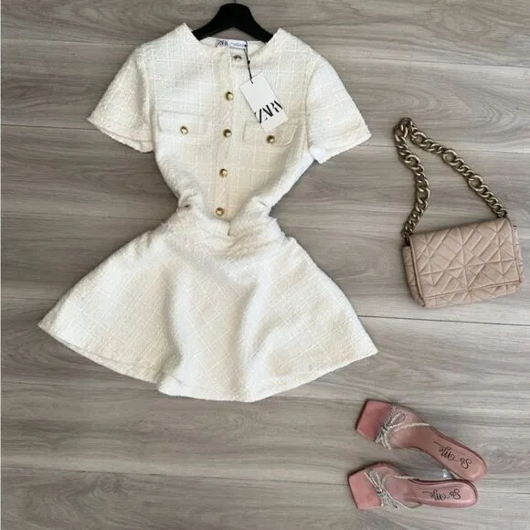 BLoggers fav Zara SHORT STRUCTURED DRESS ZW COLLECTION tweed