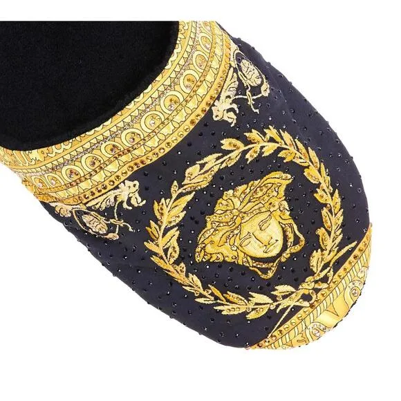 BNWT Versace Women’s Crystal Embellished Baroque Print Slides Size Small US 6/7