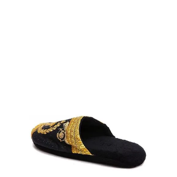 BNWT Versace Women’s Crystal Embellished Baroque Print Slides Size Small US 6/7