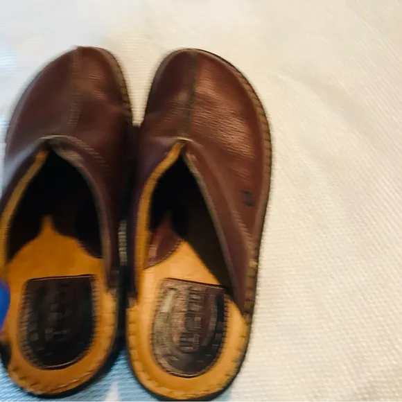 Born Brown Leather Mules with Rounded Toe