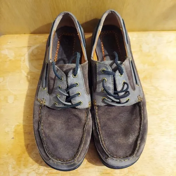 Born Harwich Men's US 11.5 M Peltro Neutral Grey Leather Loafer Boat Shoes NWOT