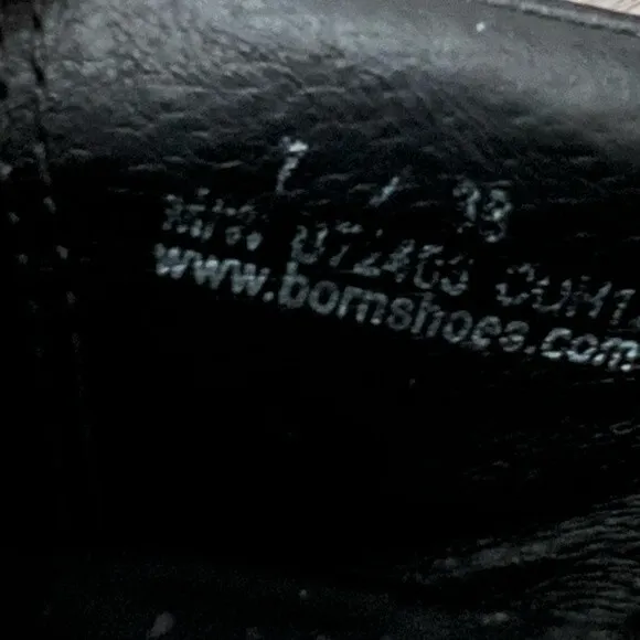 Born Women’s Clog Moccasin Block Heels Black Leather Size 7 Børn Logo