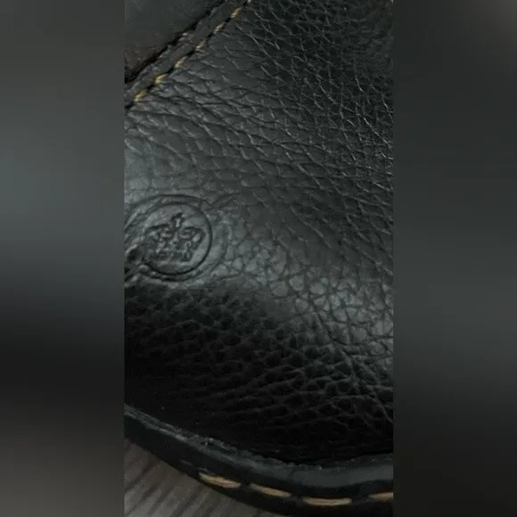 Born Women’s Clog Moccasin Block Heels Black Leather Size 7 Børn Logo