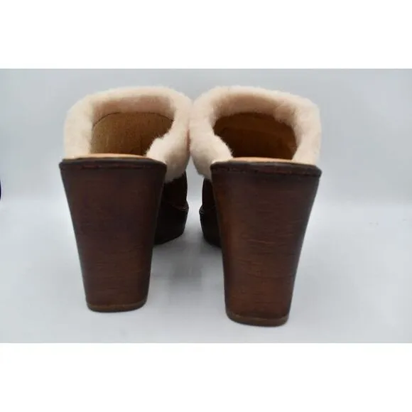 Born Womens Sz 10 Hope Shearling Lined Heeled Red Distressed Leather Clogs Shoes