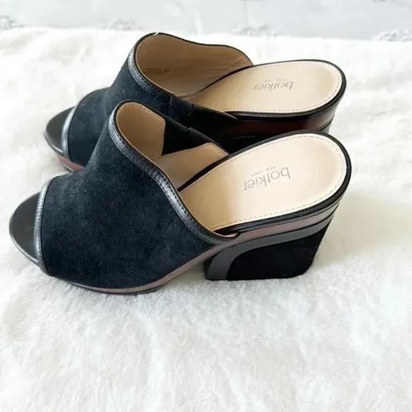 Botkier Pippa black brown suede Platform chunky open toe Mules size 7M