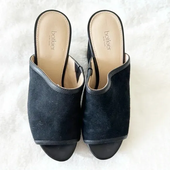 Botkier Pippa black brown suede Platform chunky open toe Mules size 7M