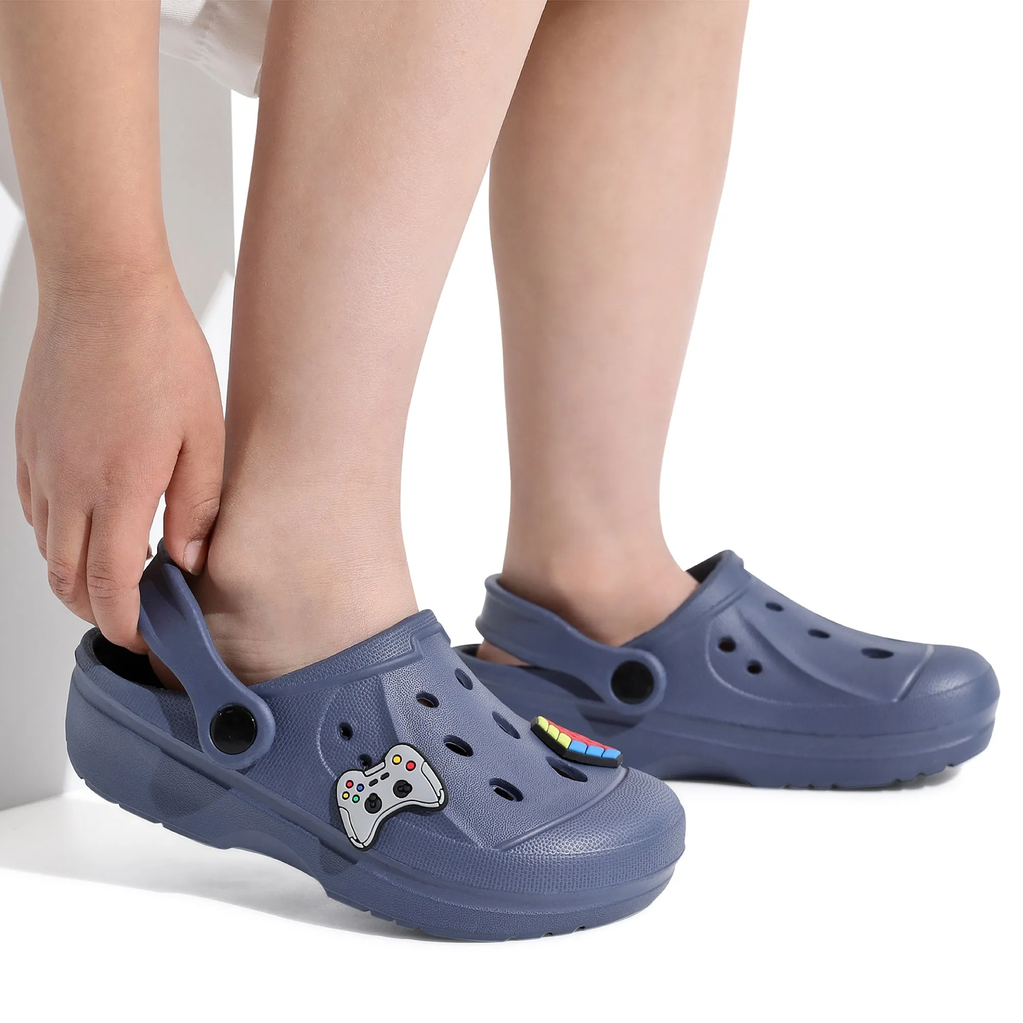 Boys Navy Clogs