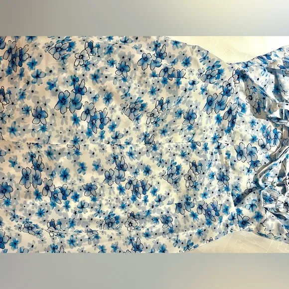 BRAND NEW BLUE FLORAL PRINT LACE UP BACK TWIST DETAIL MIDI DRESS