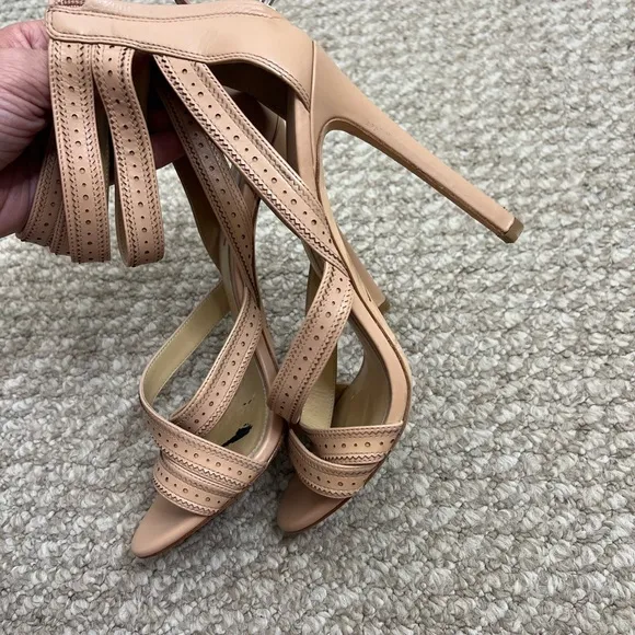 Brian Atwood &quot;Lucila&quot; Heeled Sandal nude cream strappy heels size 8