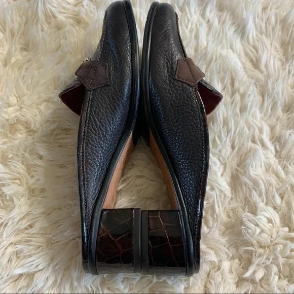 Brighton Alma Brown Croc Leather Tassel Mules Shoe