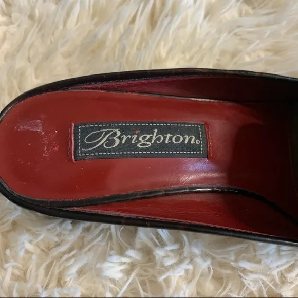 Brighton Alma Brown Croc Leather Tassel Mules Shoe