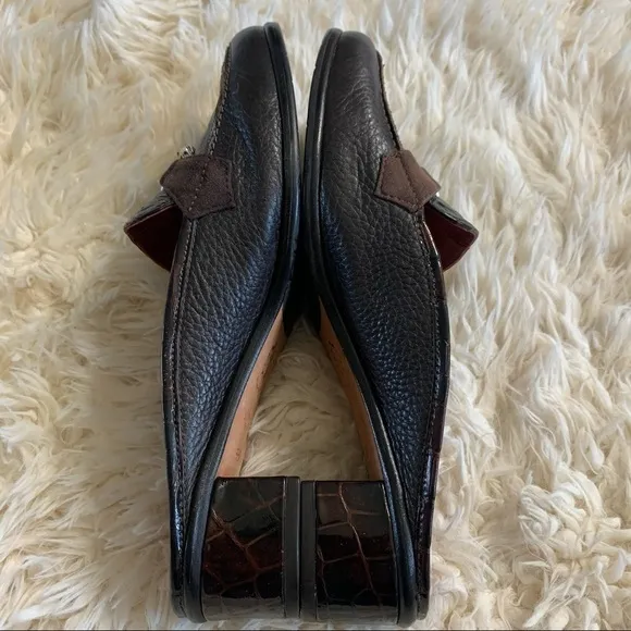 Brighton Alma Brown Croc Leather Tassel Mules Shoe