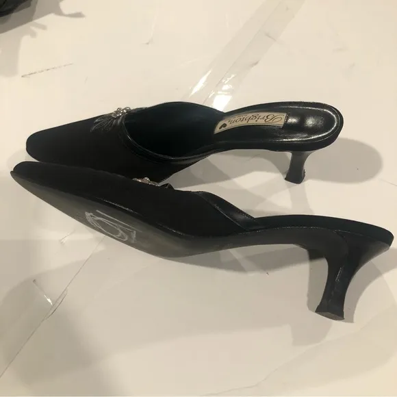 Brighton Black Leather Pointed Toe Mules, 8M