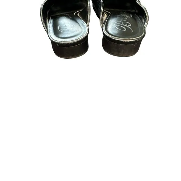 Brighton Black Winter Leopard Pointed Toe Slip On Evie Mules Size 8 1/2