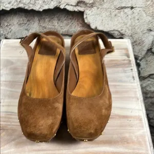 Brown Suede Mules with Rounded Toe Tory Burch size 9.5.  S64