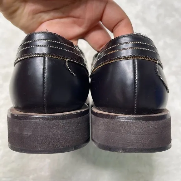 Brunello Cucinelli Women’s Dark Brown Lace Up Oxfords Leather Shoes Size 38