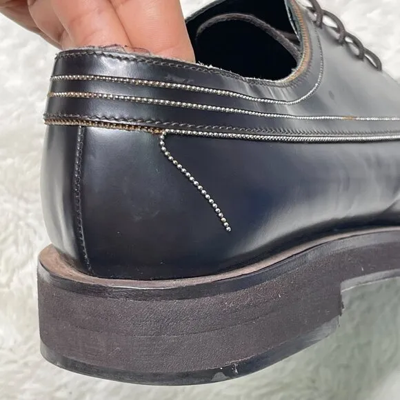 Brunello Cucinelli Women’s Dark Brown Lace Up Oxfords Leather Shoes Size 38