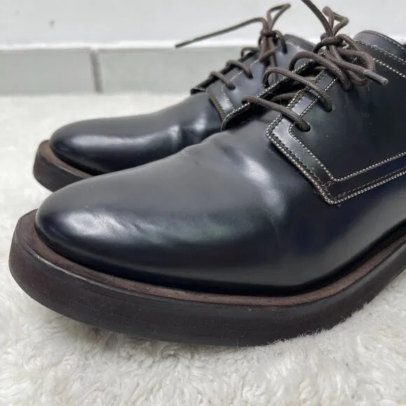 Brunello Cucinelli Women’s Dark Brown Lace Up Oxfords Leather Shoes Size 38