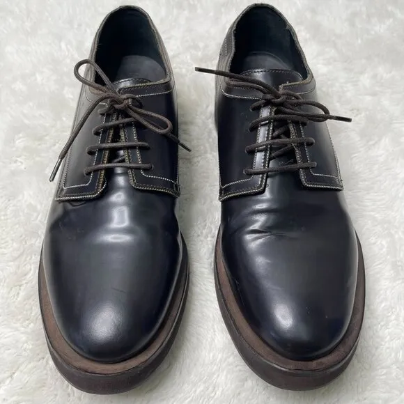 Brunello Cucinelli Women’s Dark Brown Lace Up Oxfords Leather Shoes Size 38