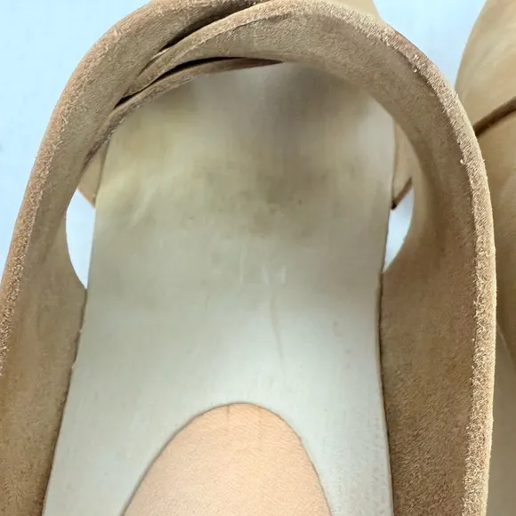 BRYR Sybil Leather Clogs Women's Tan Heeled Mules Wooden Platform