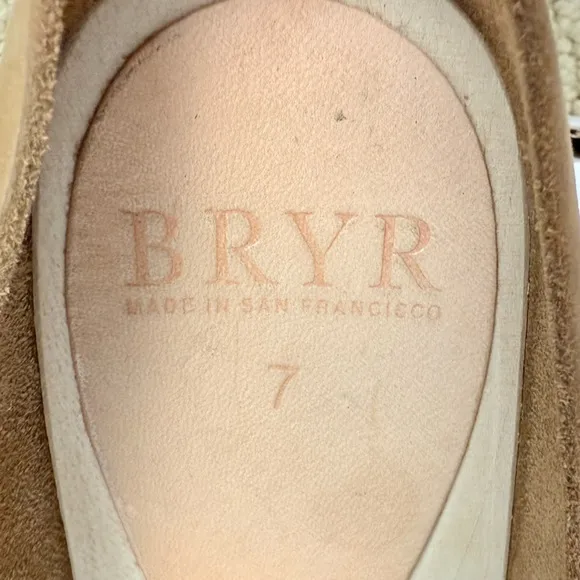 BRYR Sybil Leather Clogs Women's Tan Heeled Mules Wooden Platform