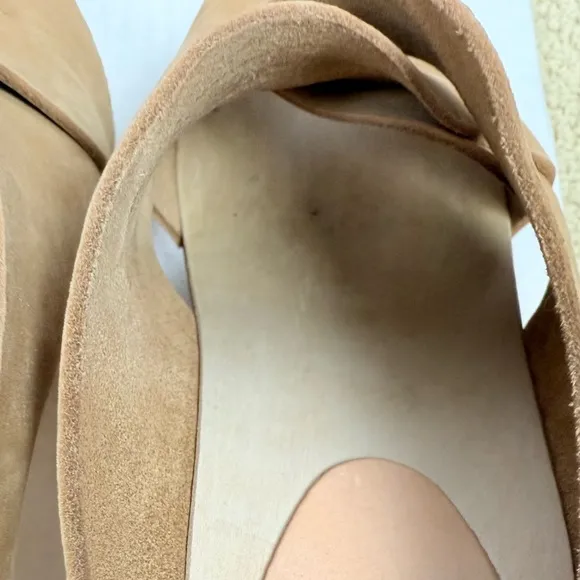 BRYR Sybil Leather Clogs Women's Tan Heeled Mules Wooden Platform