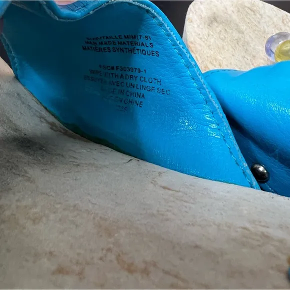 Bubblegum sandals vintage 80s 90s blue studded wedge heeled slides blue y2k