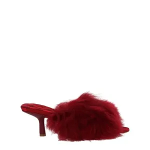 Burberry Jackie Shearling Mules Red Womens