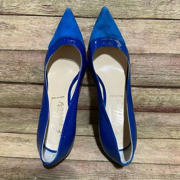 Butter Blue Patent Leather Pointed Heels