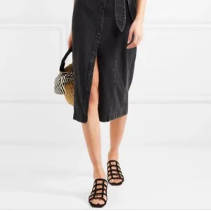 BY FAR Black suede Grid Heeled mule sandals