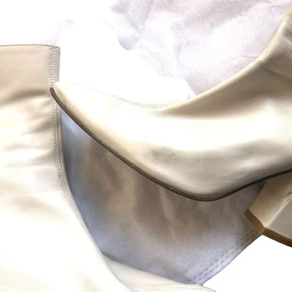 BY FAR Pointed Toe Leather Boots Cream‎ Sz 38 (US 8)