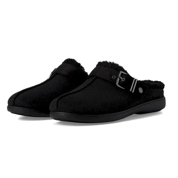 Bzees® Eternity Black Mules Faux Fur Lined Size 8W New in Box
